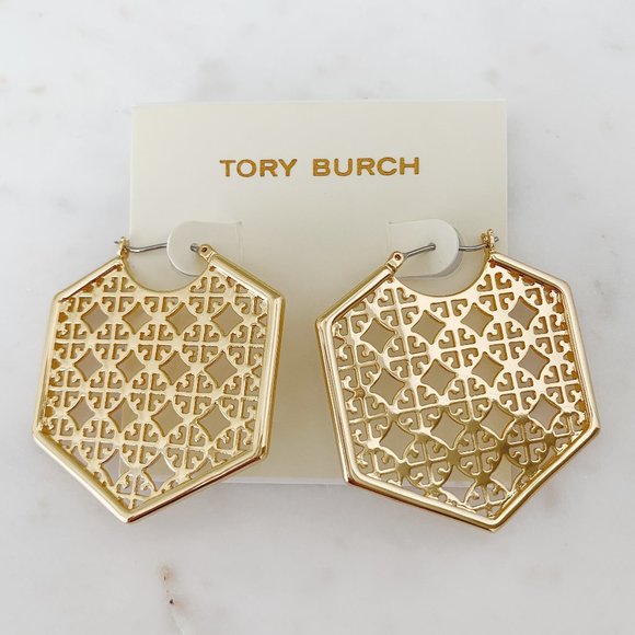 Tory Burch Jewelry - tory burch gold logo earring